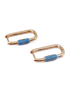 Orecchini Argento Graffetta Bagno Oro Rosa + Cubic Zirconia