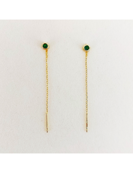 Orecchini Argento "LOVLI" Cerchio Lucente Verde Bagno Oro Giallo + Cubic Zirconia