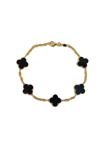 Bracciale Oro Giallo Quadrifoglio + Onice