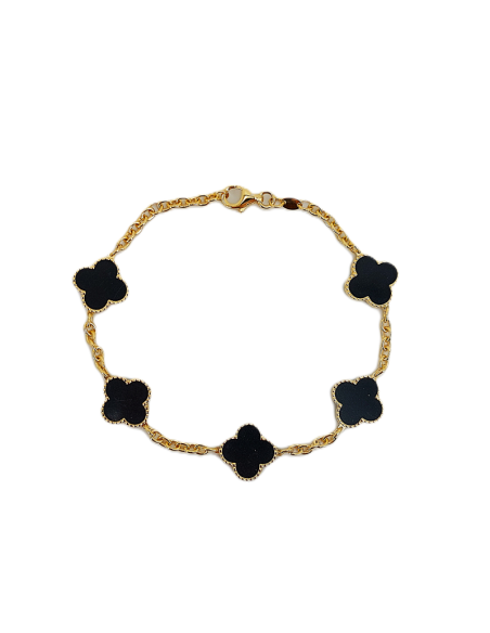 Bracciale Oro Giallo Quadrifoglio + Onice