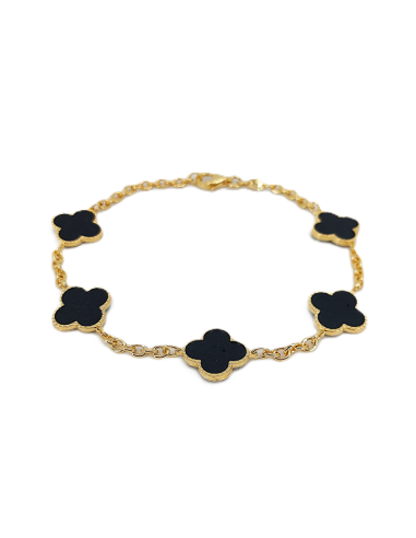 Bracciale Oro Giallo Quadrifoglio + Onice