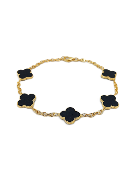 Bracciale Oro Giallo Quadrifoglio + Onice