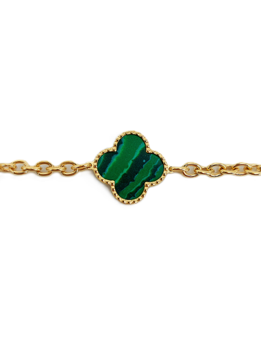 Bracciale Oro Giallo Quadrifoglio + Malachite