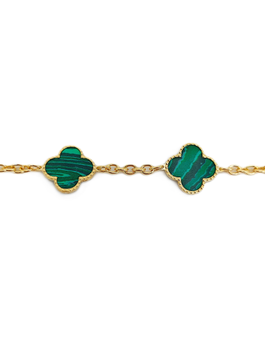 Bracciale Oro Giallo Quadrifoglio + Malachite