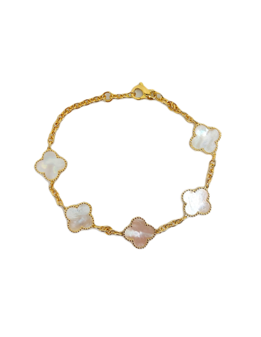 Bracciale Oro Giallo Quadrifoglio + Madreperla