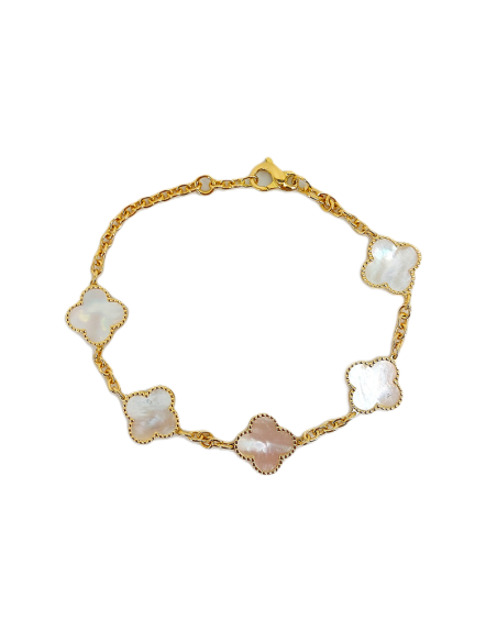 Bracciale Oro Giallo Quadrifoglio + Madreperla