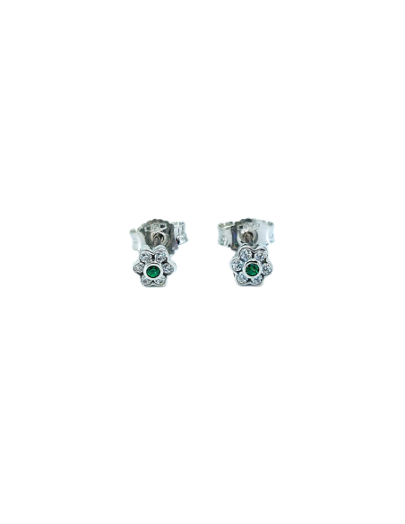 Orecchini Oro Bianco Margareth Verde + Cubic Zirconia