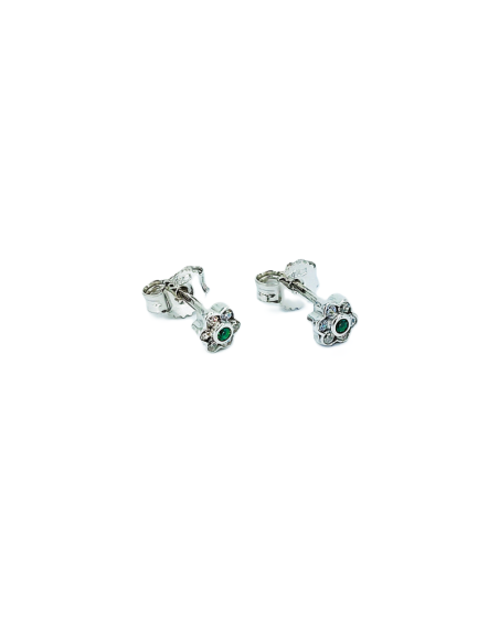 Orecchini Oro Bianco Margareth Verde + Cubic Zirconia