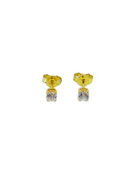Orecchini Oro Giallo Punto Luce Griffe 4 + Cubic Zirconia
