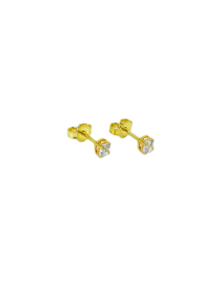 Orecchini Oro Giallo Punto Luce Griffe 4 + Cubic Zirconia