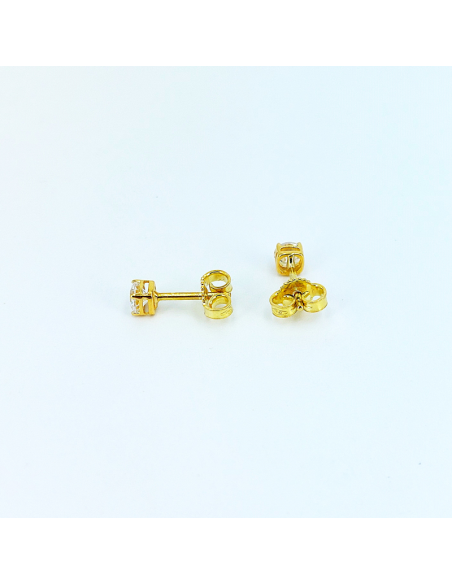 Orecchini Oro Giallo Punto Luce Griffe 4 + Cubic Zirconia