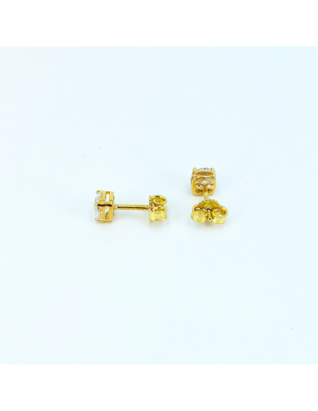 Orecchini Oro Giallo Punto Luce Griffe 5 + Cubic Zirconia