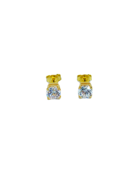 Orecchini Oro Giallo Punto Luce Griffe 6 + Cubic Zirconia