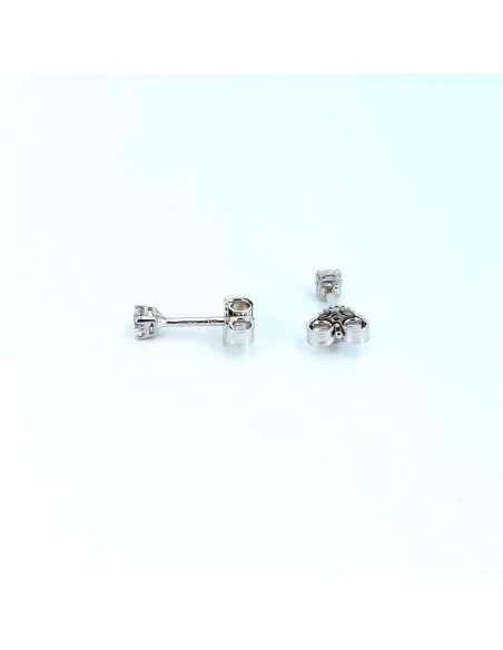 Orecchini Oro Bianco Punto Luce Griffe 3 + Cubic Zirconia