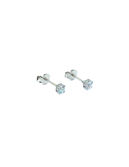 Orecchini Oro Bianco Punto Luce Griffe 4 + Cubic Zirconia