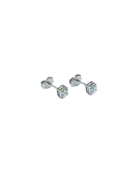 Orecchini Oro Bianco Punto Luce Griffe 5 + Cubic Zirconia