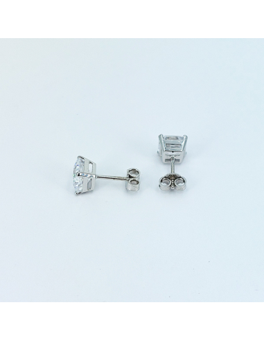Orecchini Oro Bianco Punto Luce Quadrato Griffe...